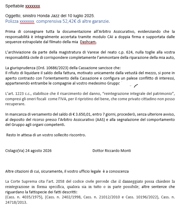 pec per iniziare il ricorso AAS1