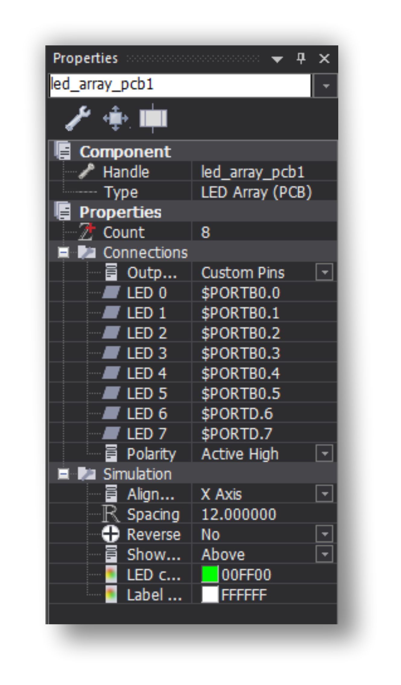 AA contatori configurazione LED array