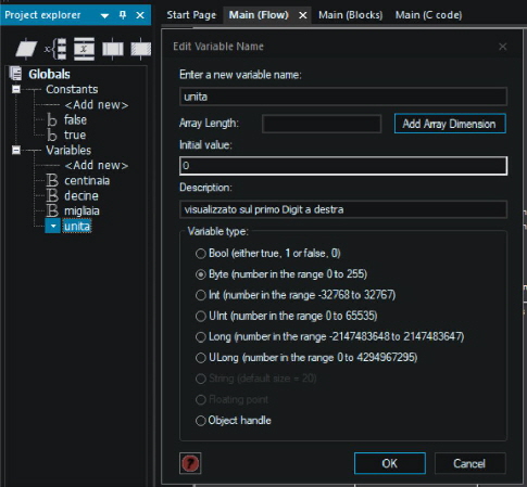 contatore numerico quad var unità