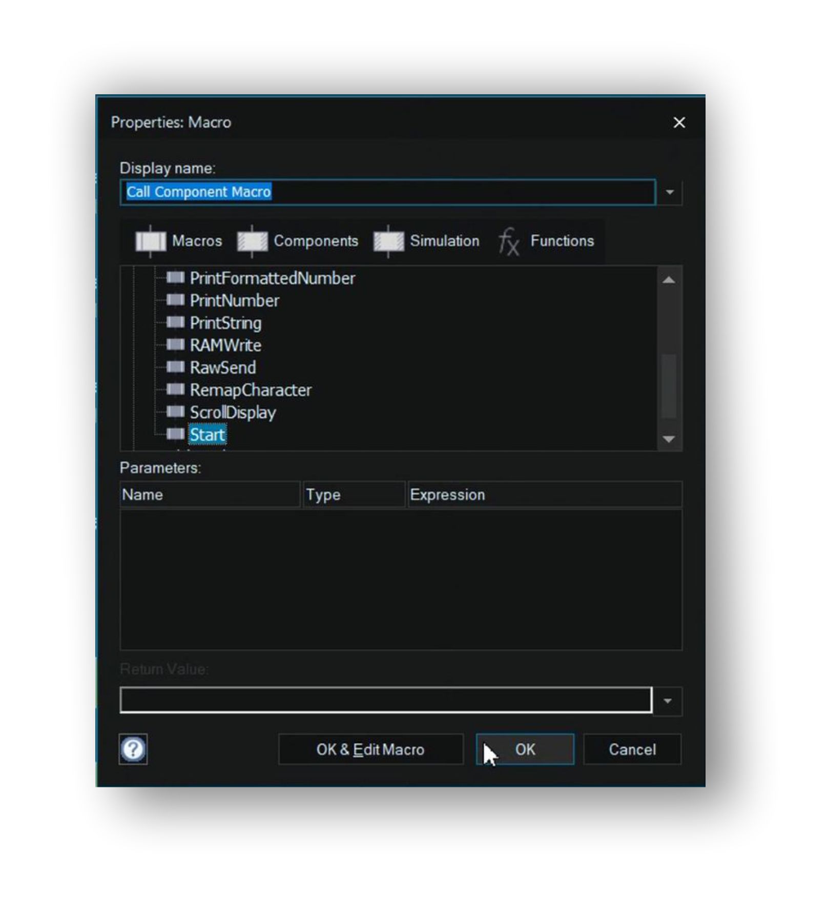 Analogico string start display