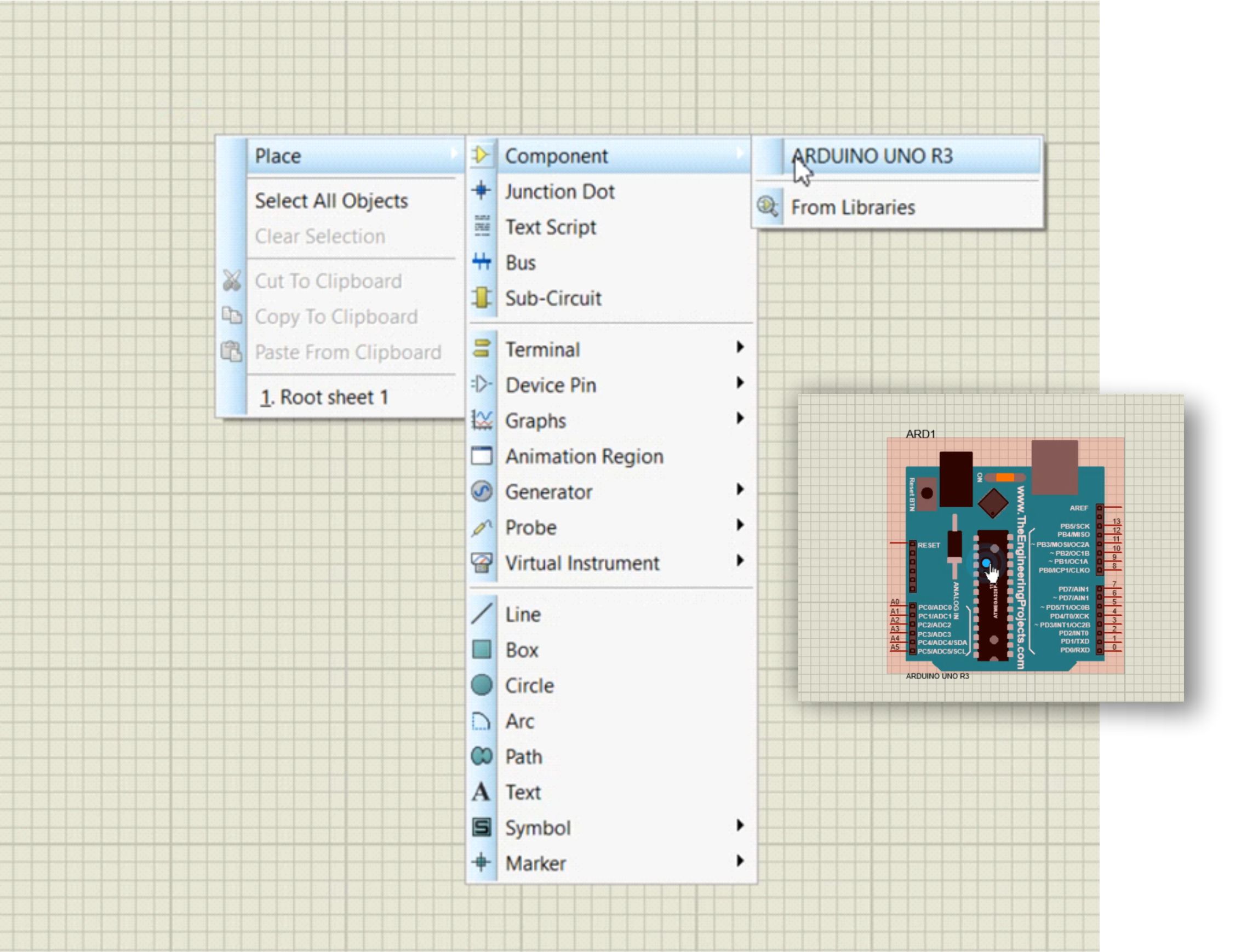 proteus place Arduino