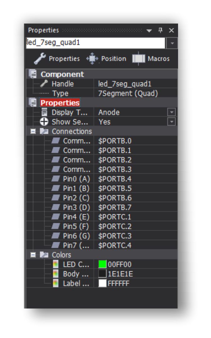 contatore esadecimale proprietà display quad
