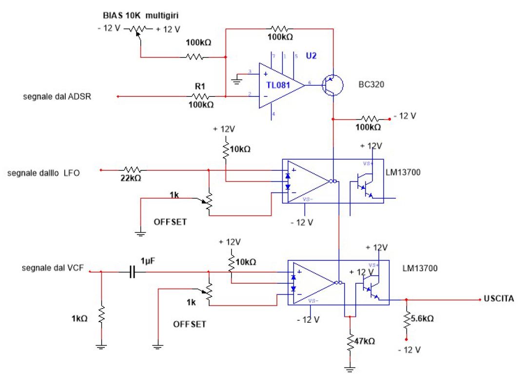 schema VCA + ADSR